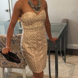 Gold Sparkle Champagne Color Sweetheart Strapless